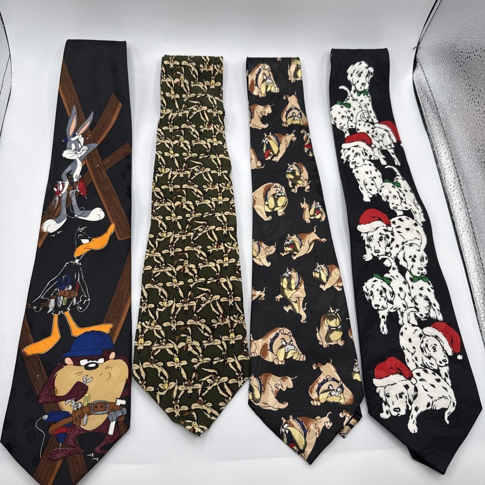 Vintage Lot Of 4 Ties Looney Tunes , Warner Bros , Steven Harris And Fratelli